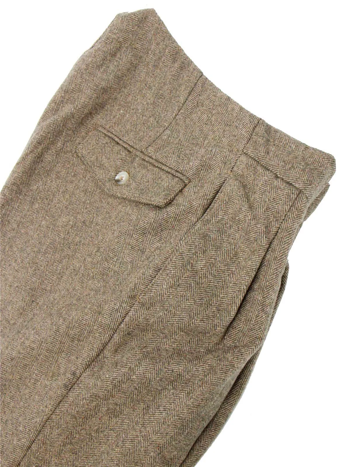 1940s Vintage Clubman Herringbone Wool Fishtail Trousers