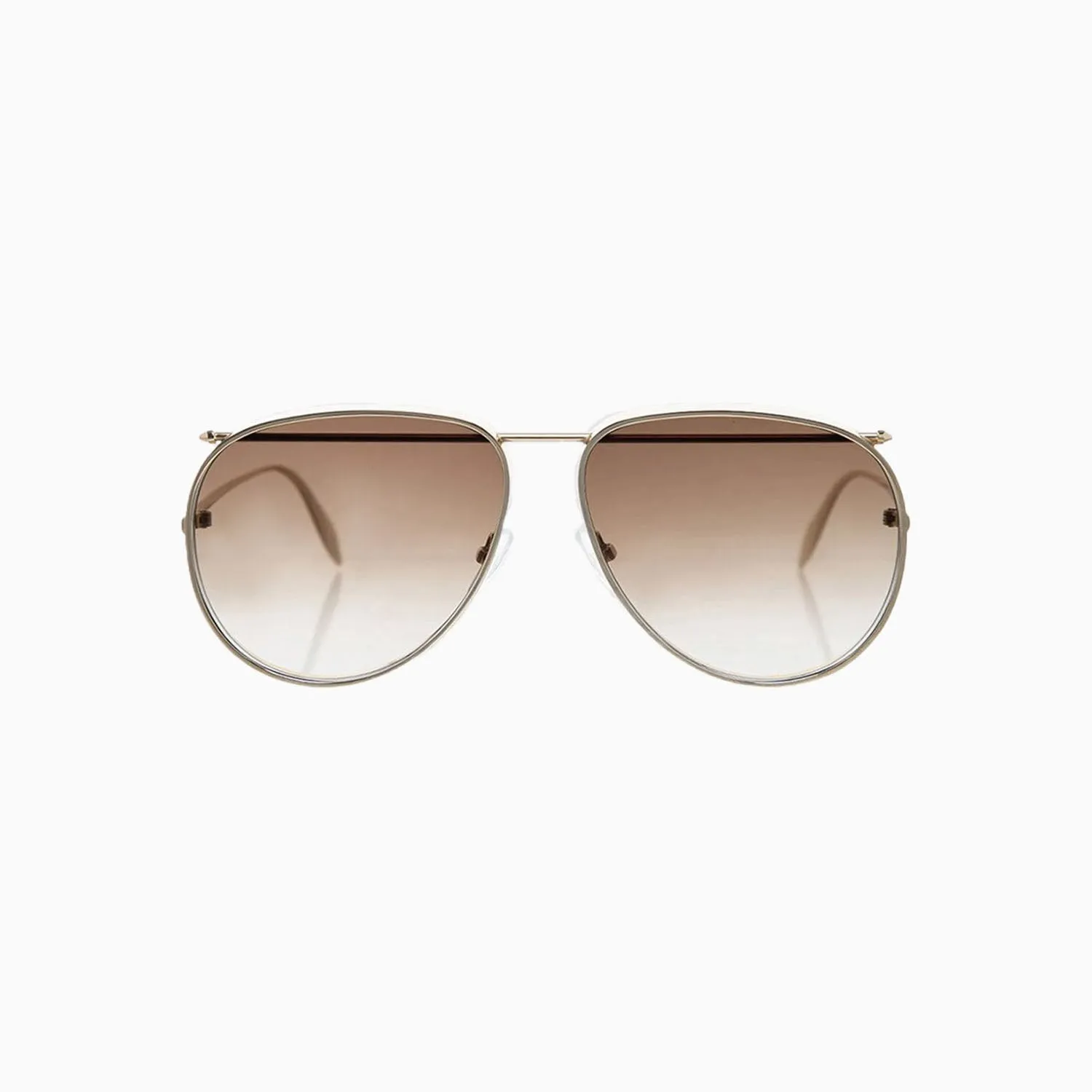 Alexander Mcqueen Brown Gold Metal Sunglasses