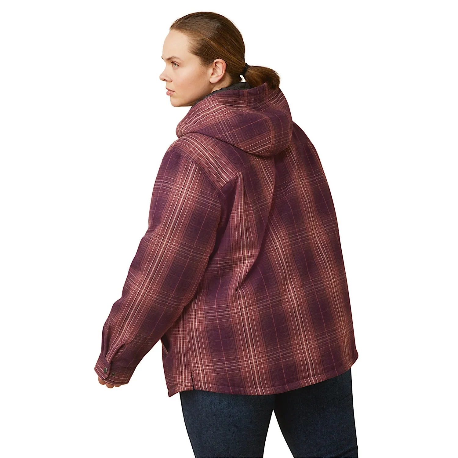 Ariat Womens Rebar Flannel Shirt Jacket Potent Purple Plaid