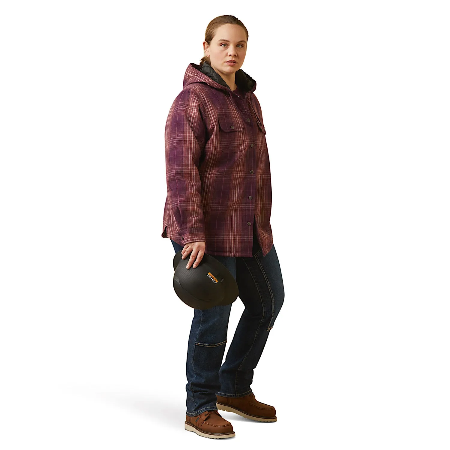 Ariat Womens Rebar Flannel Shirt Jacket Potent Purple Plaid