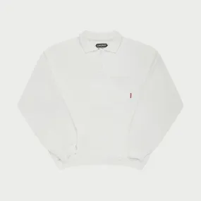 Basic L/S Polo Fleece (White)