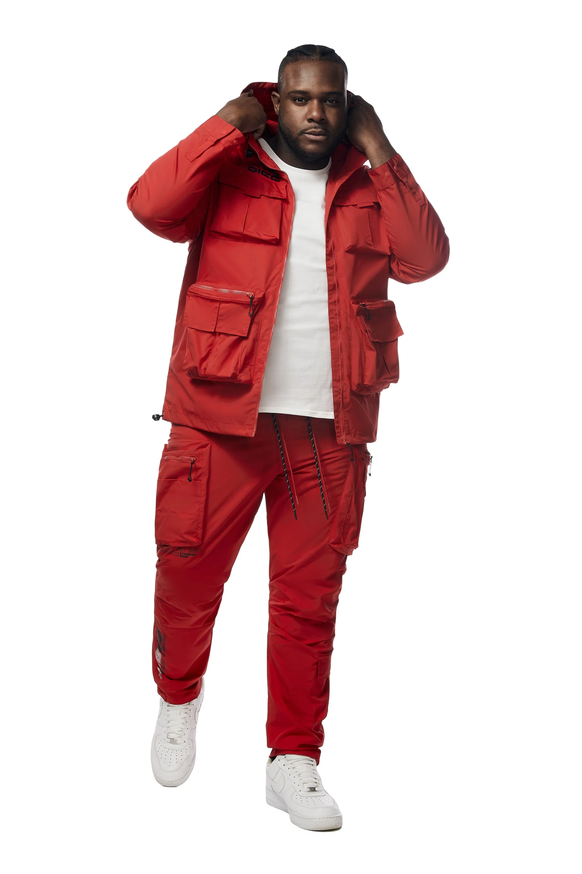 Big and Tall - Windbreaker Utility Jacket - Red