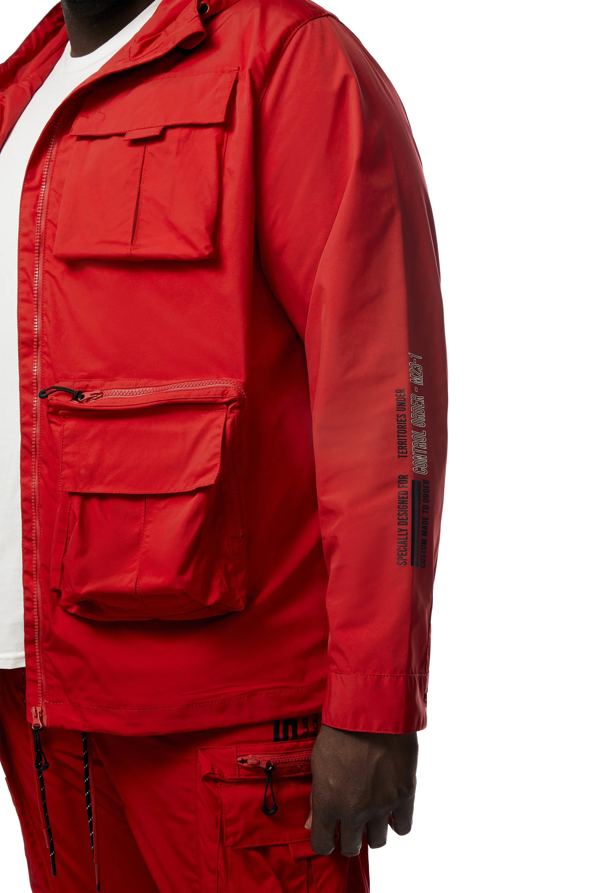 Big and Tall - Windbreaker Utility Jacket - Red