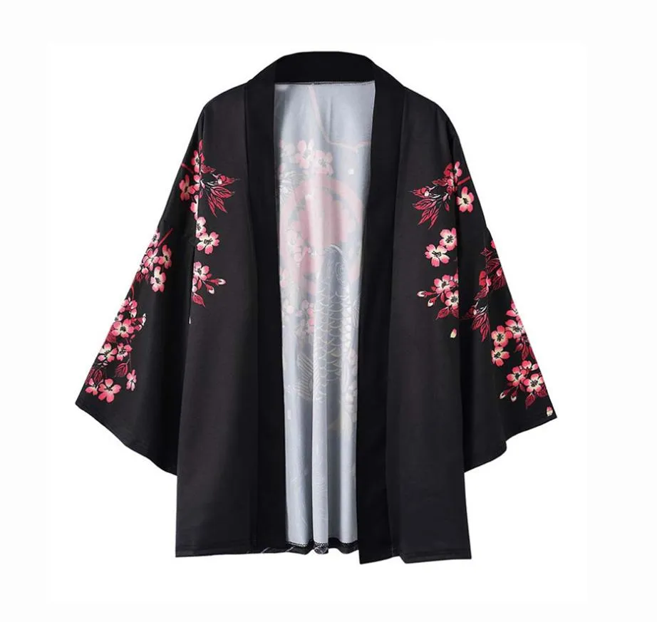 Black Koi Fish Kimono Shirt | Anime Kimono