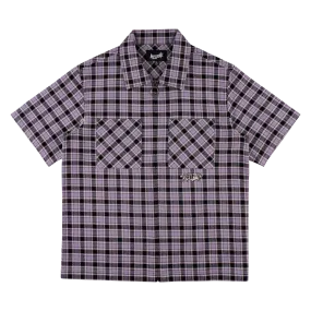 Cell Woven Plaid Zip Shirt - Lavender Grey