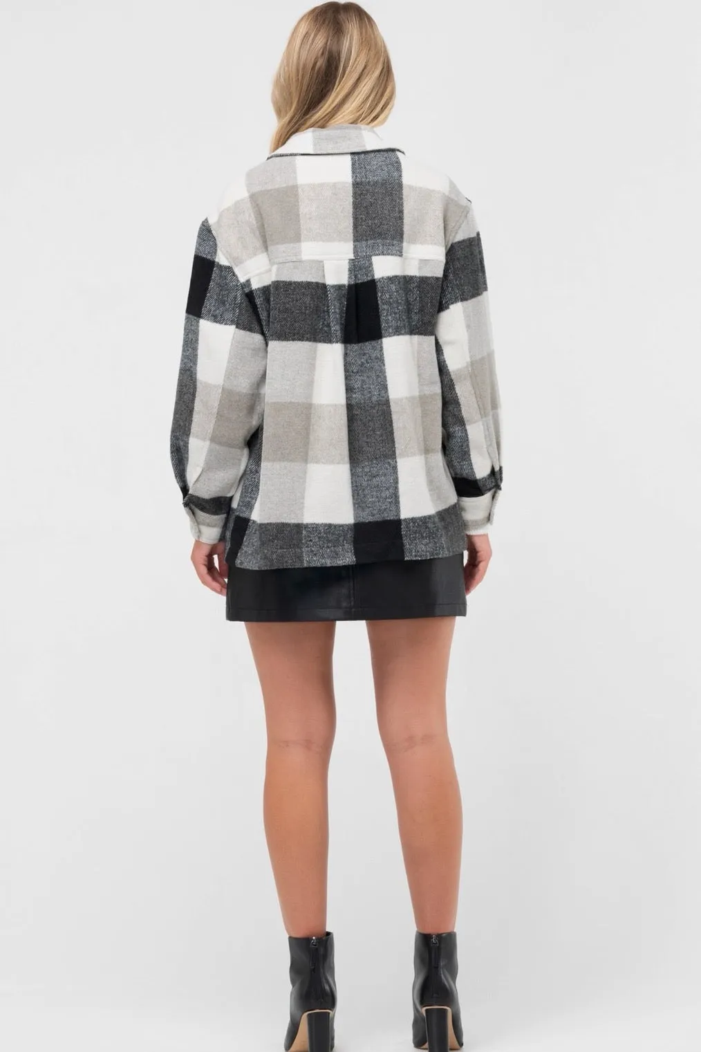 Chicago Plaid/checkered Shirt Jacket - Black/White