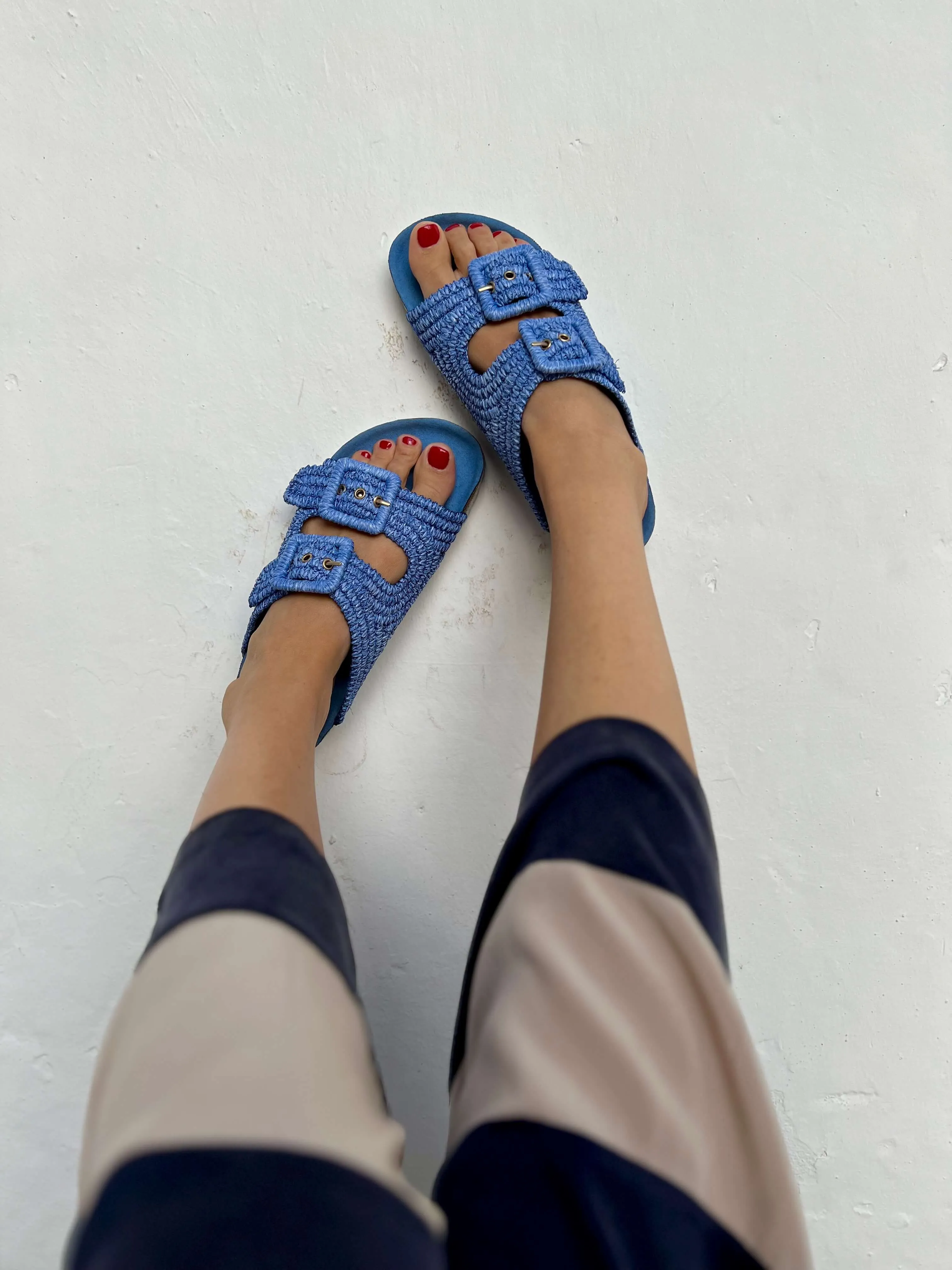 Comillas Vegan Rafia Sandals | Blue