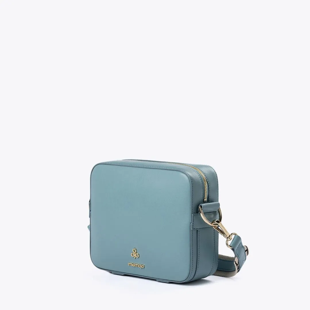 Dalila Apple Leather Vegan Crossbody Bag | Sky