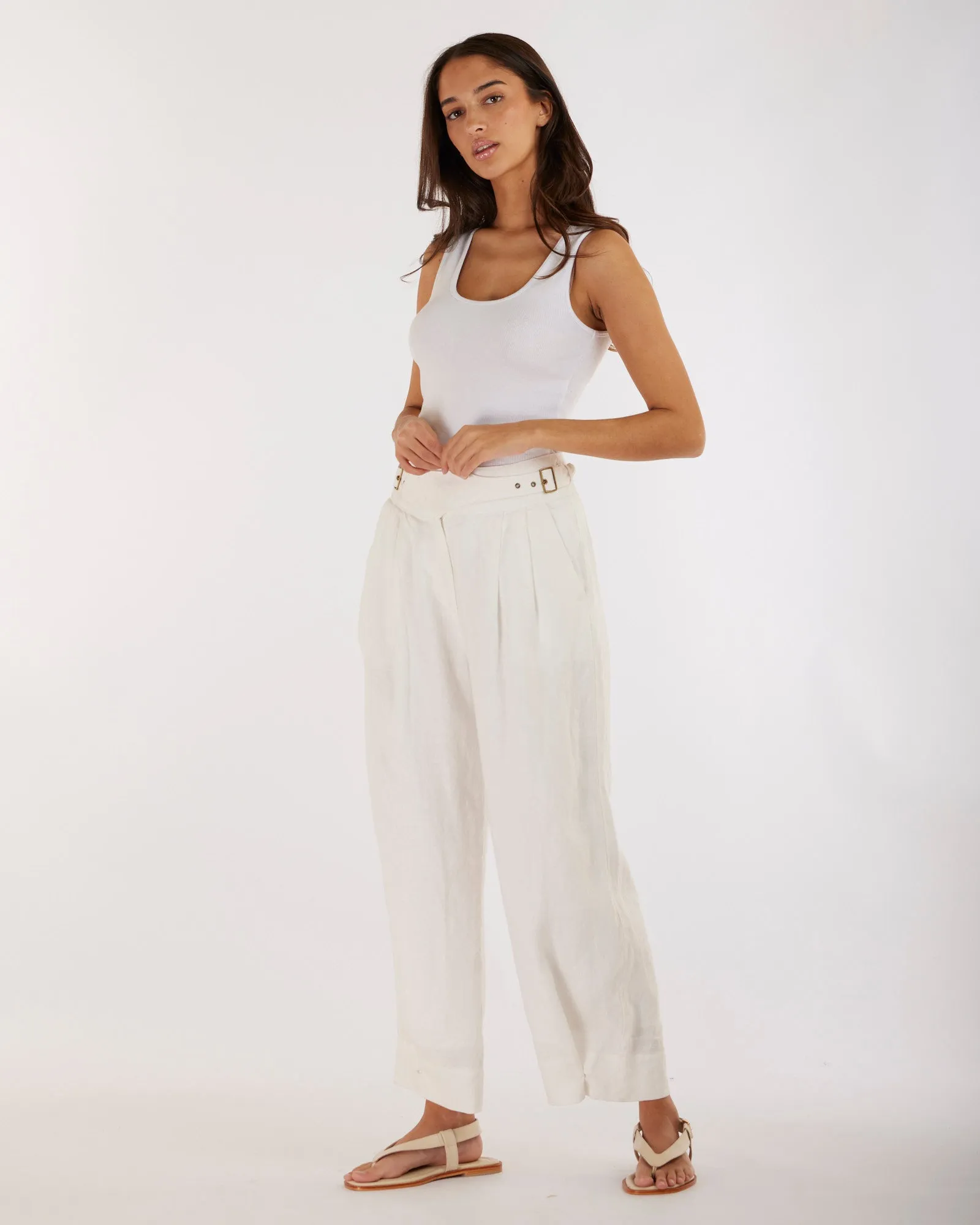 Eugene Linen Pant - White