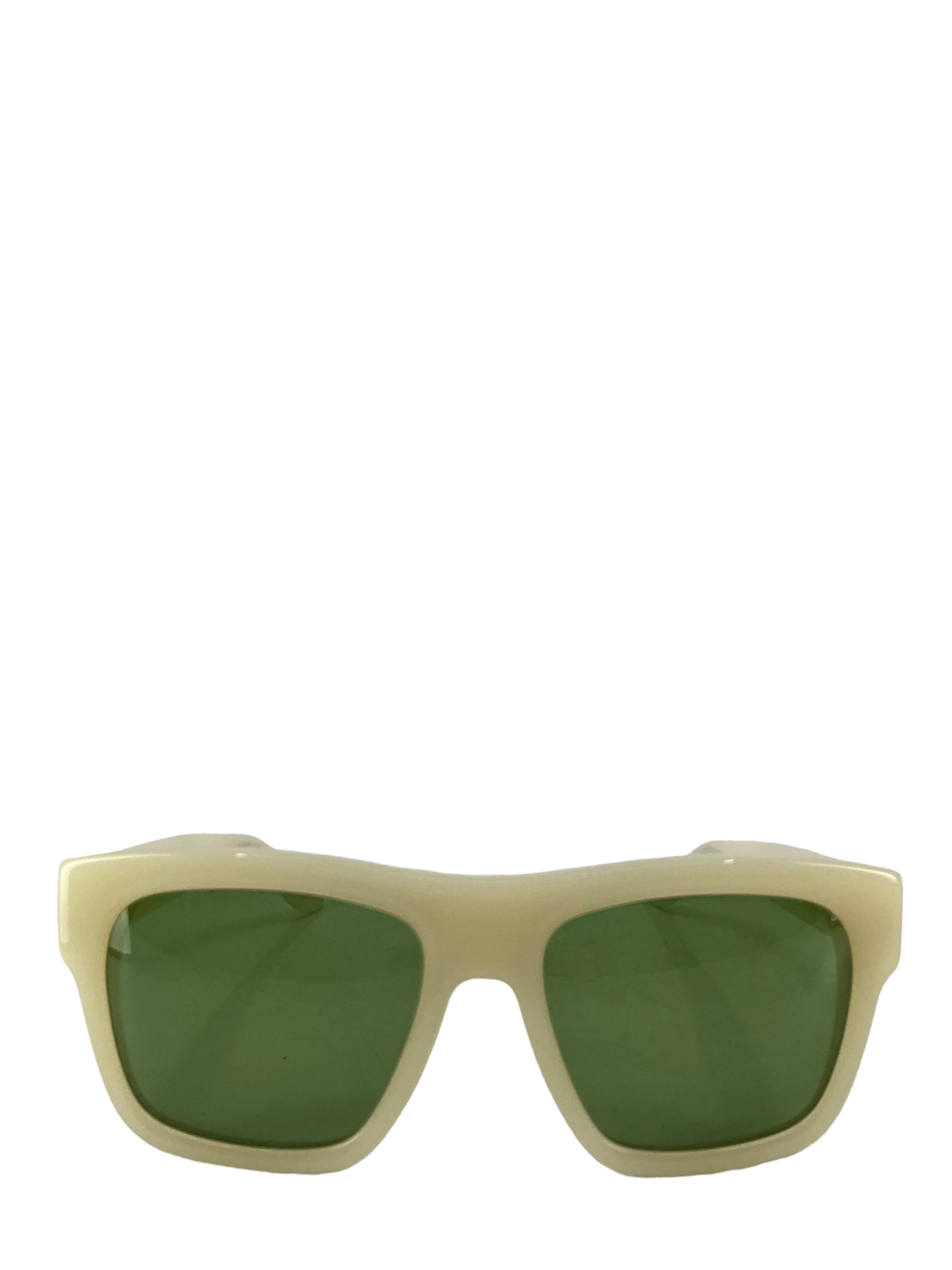 Givenchy Square White Sunglasses With Green Lenses