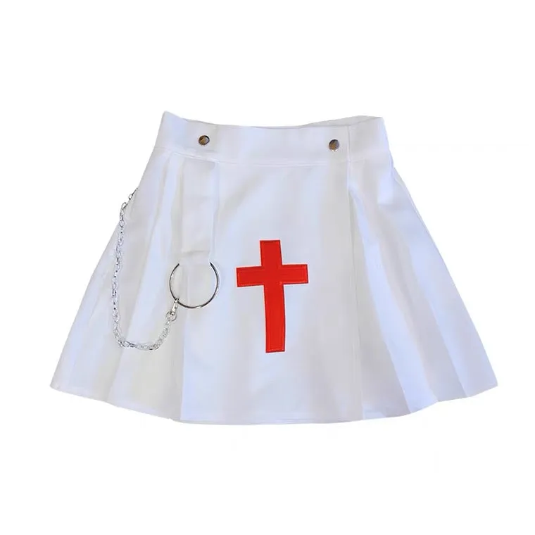 INS WHITE CROSS Y2K HOT SKIRT BY90166