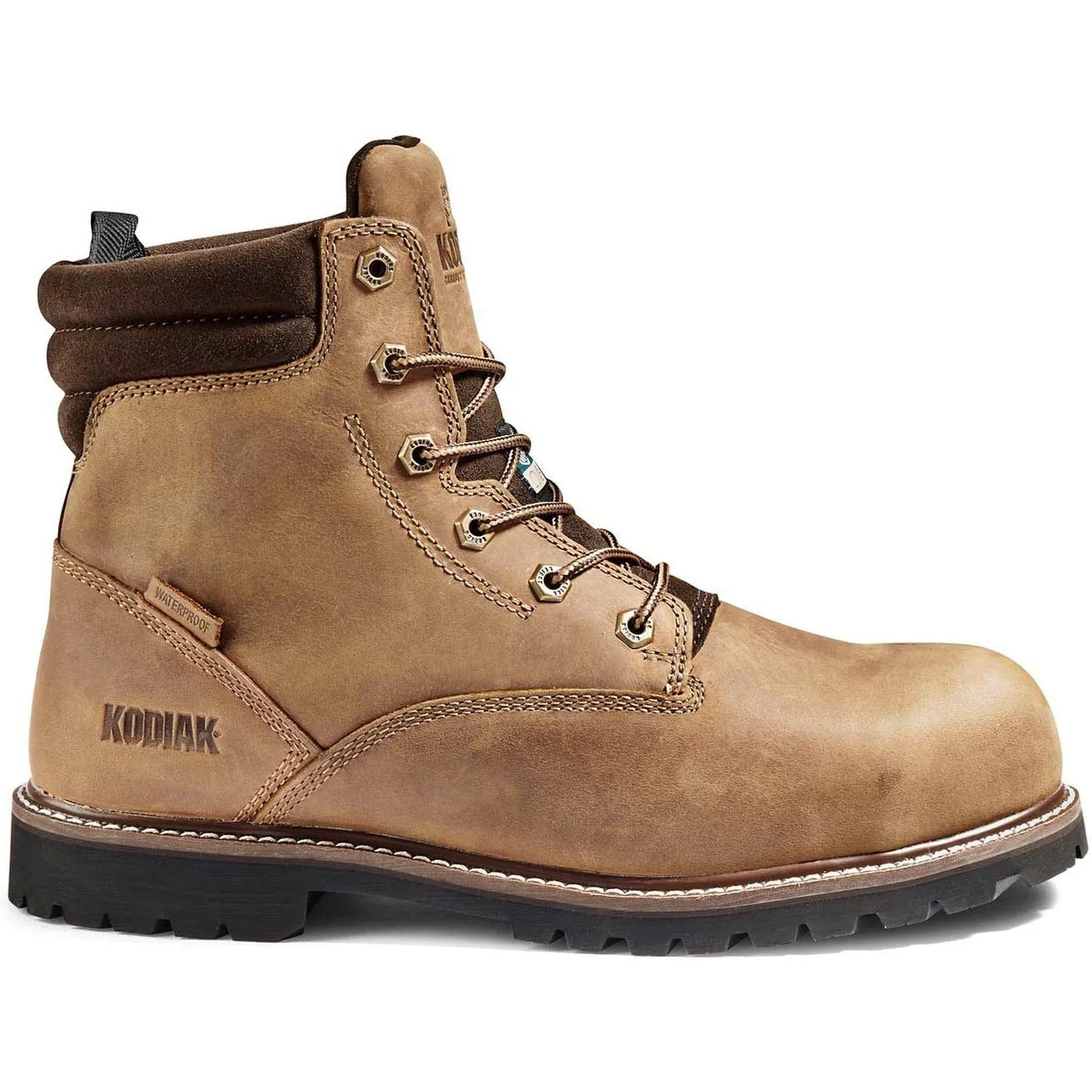 Kodiak Men's Mckinney 6" Comp Toe WP Safety Work Boot -Brown- K4TFBN