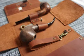 Leather Pipe Roll | Tobacco Pouch Roll for 2-3 pipes