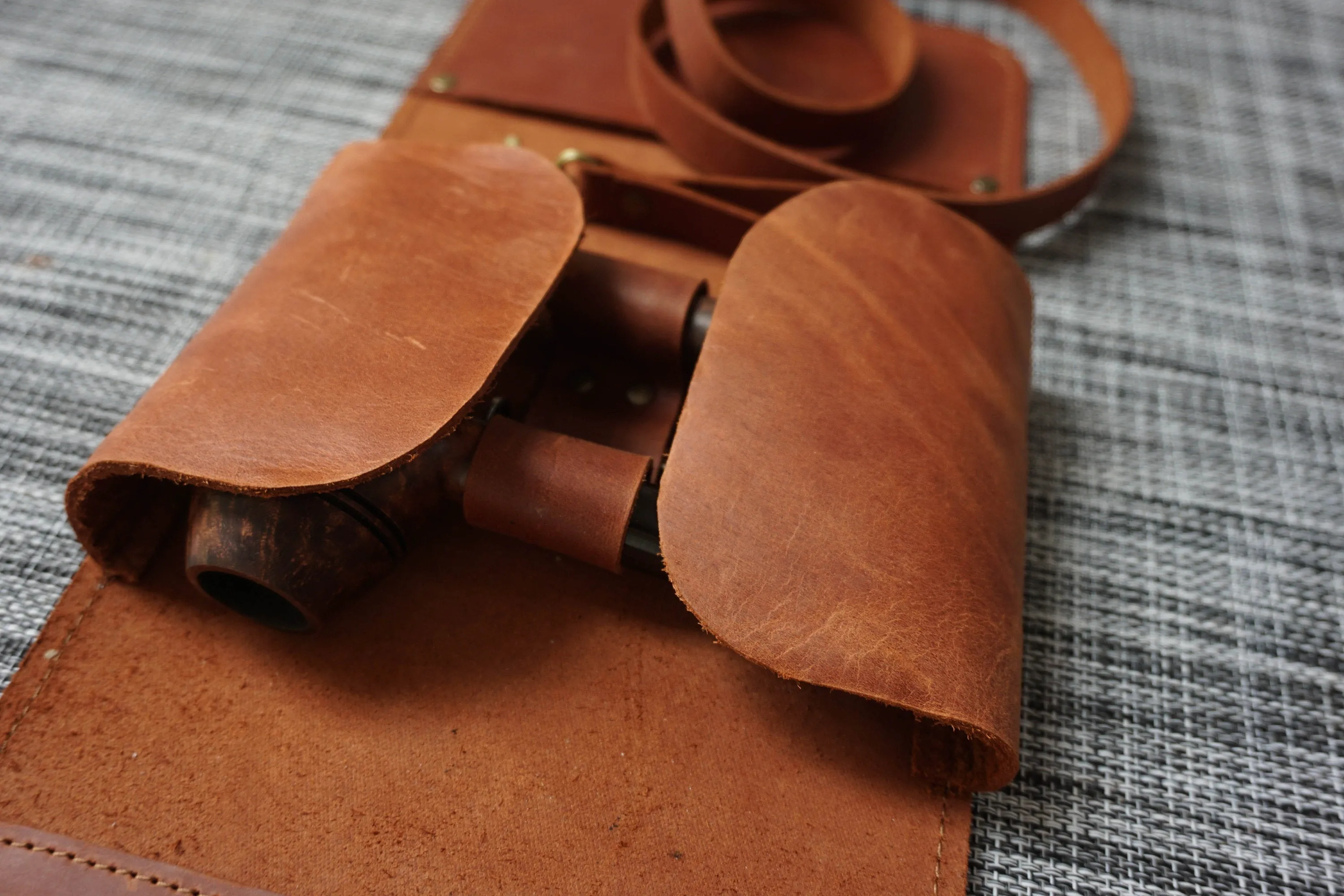 Leather Pipe Roll | Tobacco Pouch Roll for 2-3 pipes