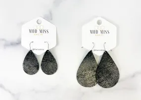 Leather Teardrop Earring Rock N Roll Black