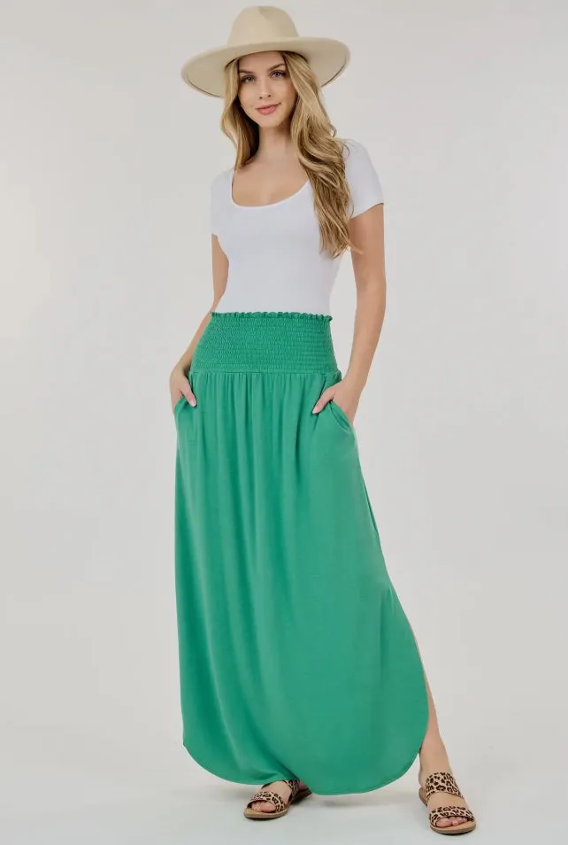 Mocked waist Maxi skirt with side pocket