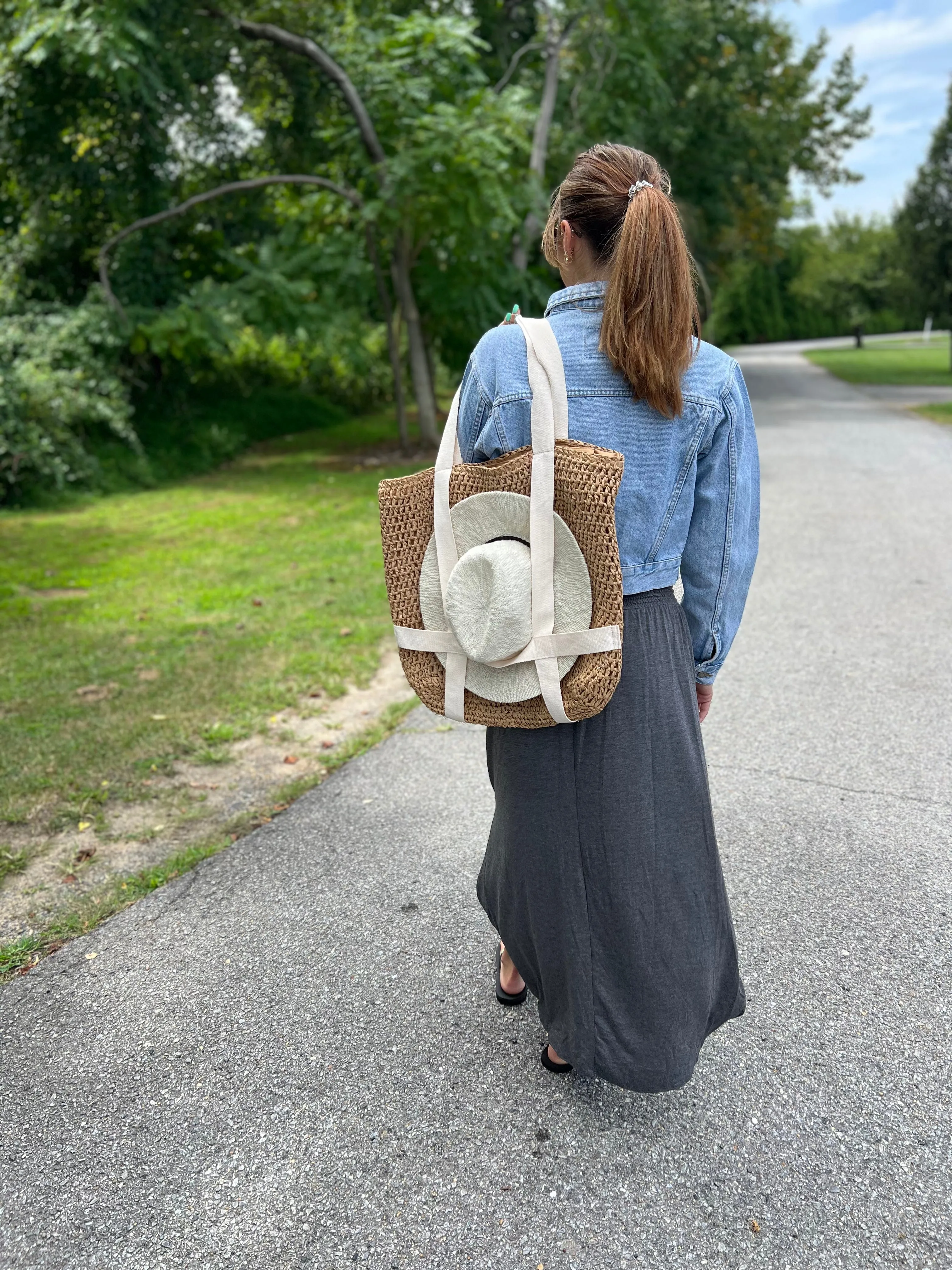 Mocked waist Maxi skirt with side pocket