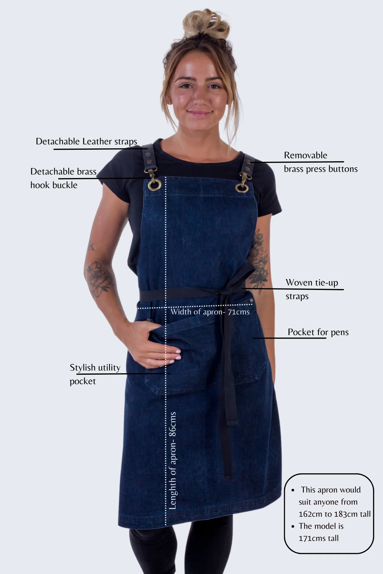 Original Denim apron dark indigo Italy