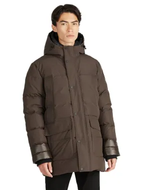 Pajar Mens Alcott Quilted Mixed-Media Parka with Det Inner Hood - DARK OAK