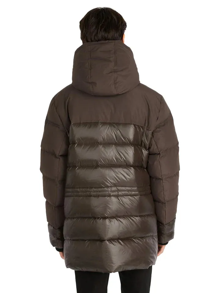 Pajar Mens Alcott Quilted Mixed-Media Parka with Det Inner Hood - DARK OAK