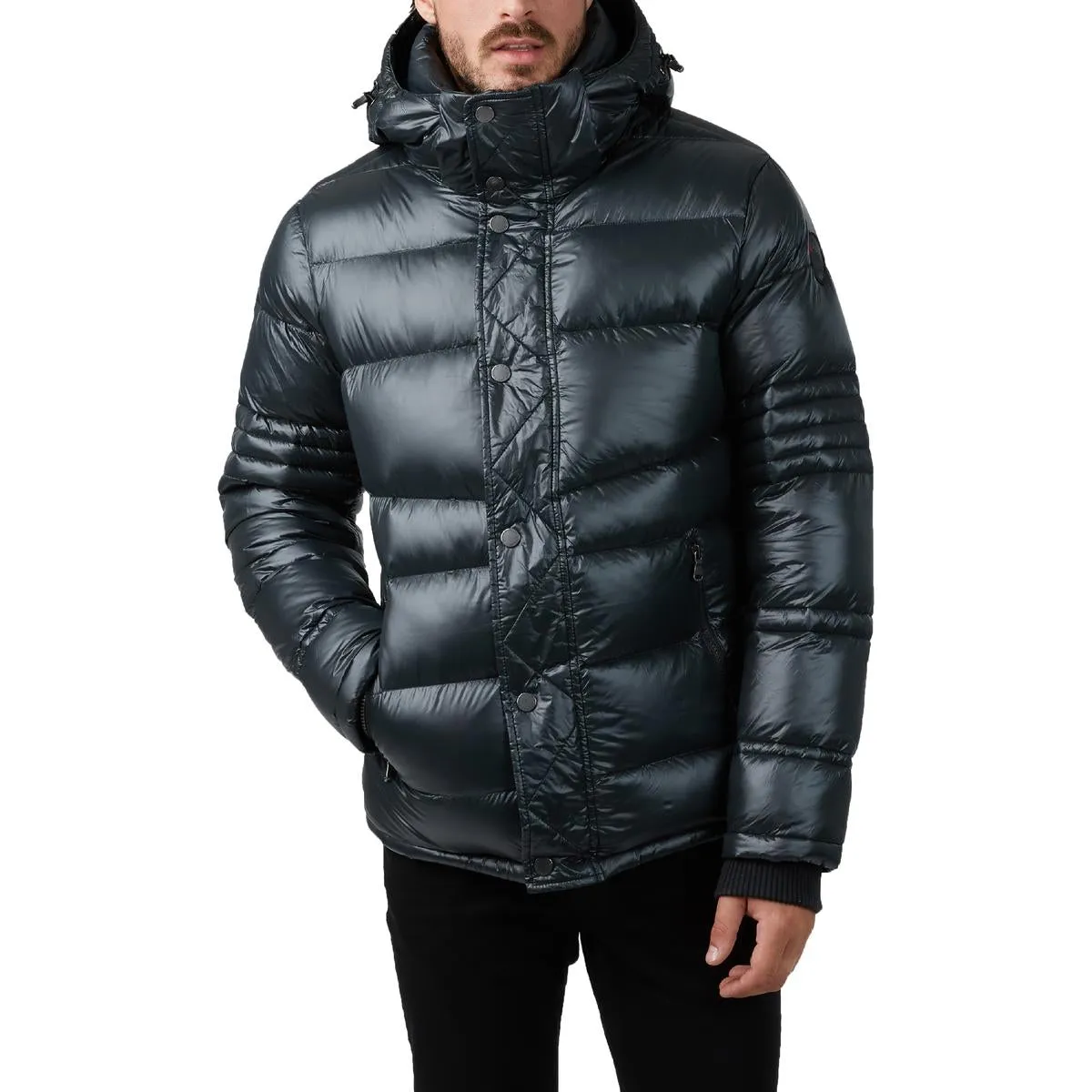 Pajar Mens Dorchester Puffer Jacket with Det Hood and Bib - BLACK