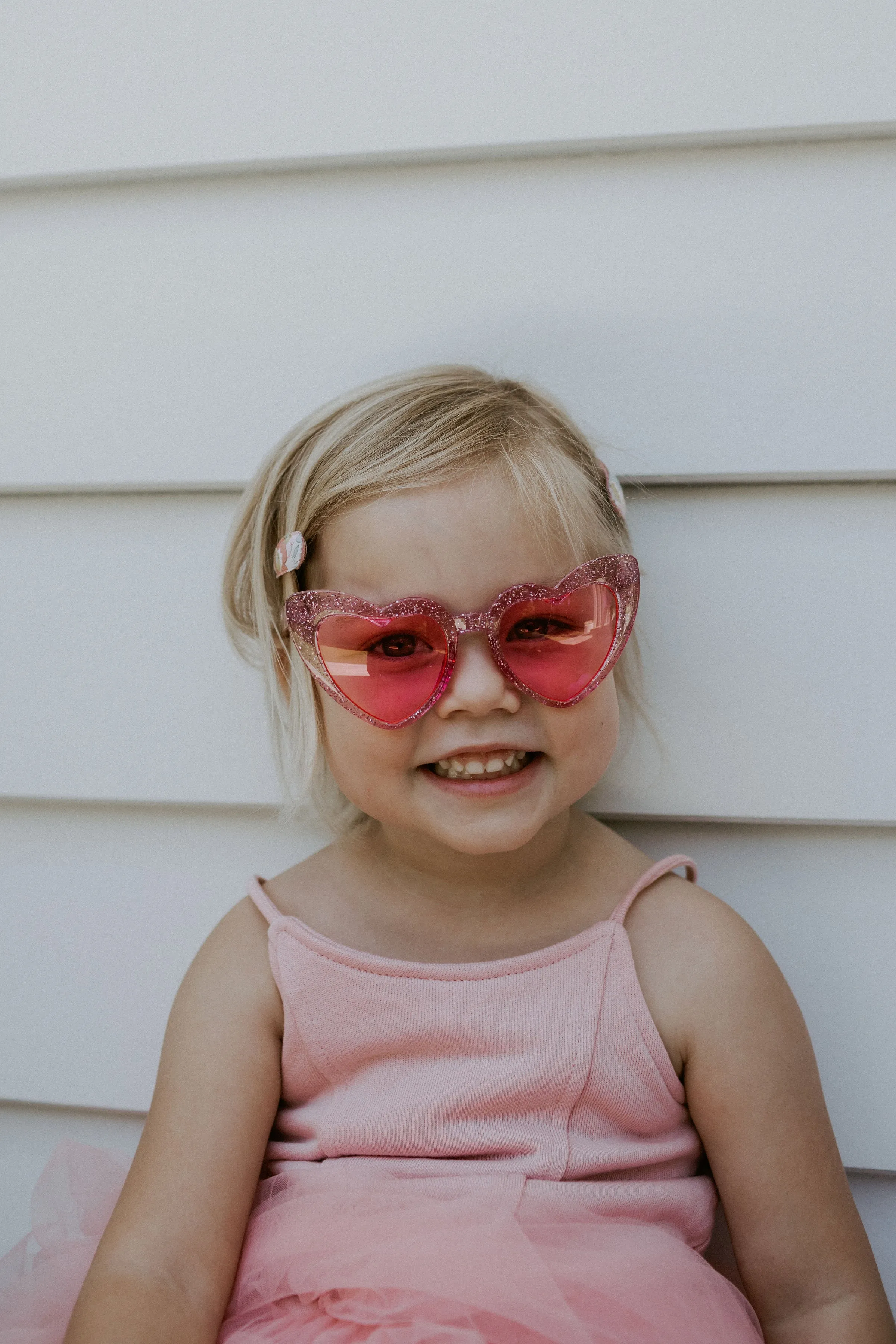 Pink Glitter Heart Sunglasses