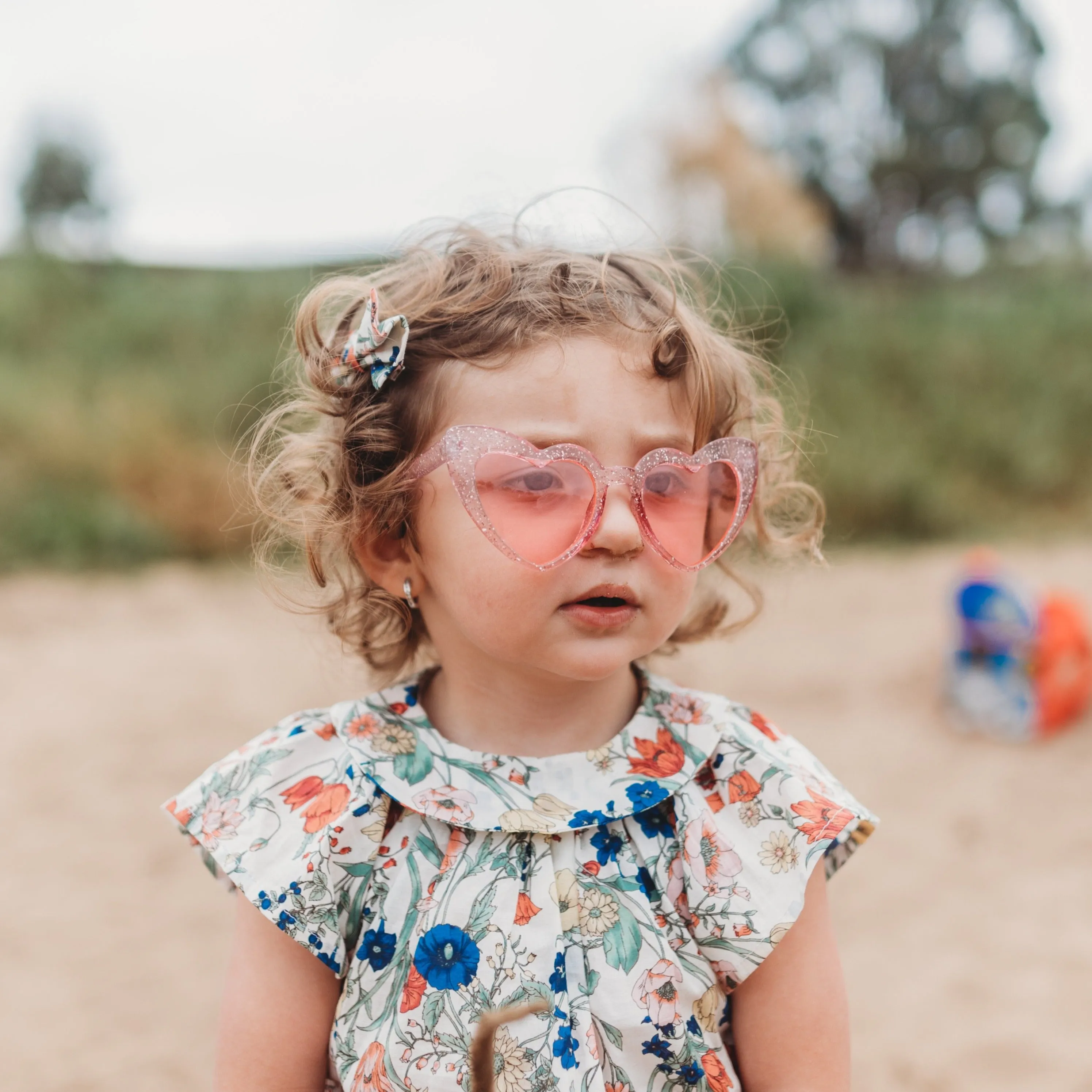 Pink Glitter Heart Sunglasses