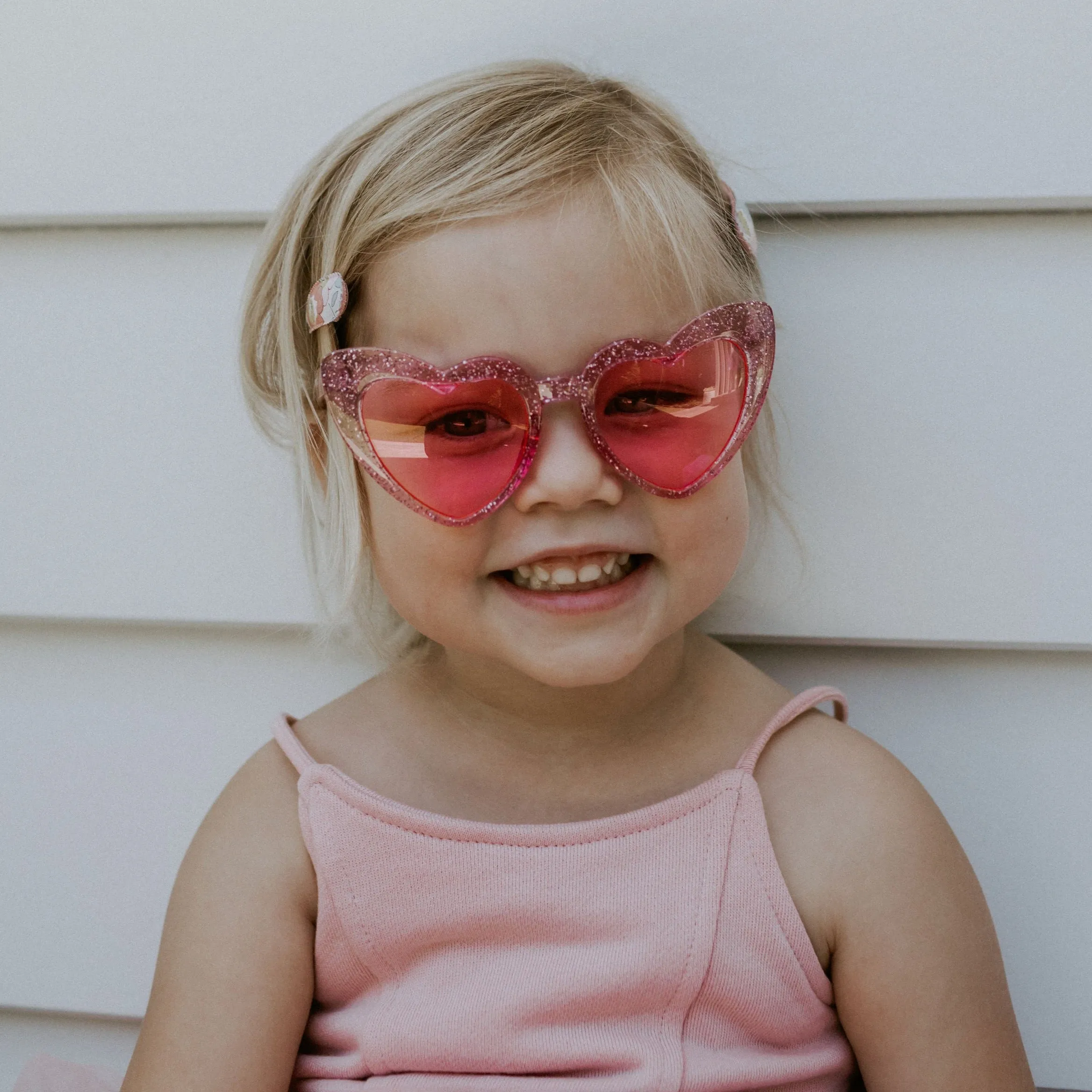 Pink Glitter Heart Sunglasses