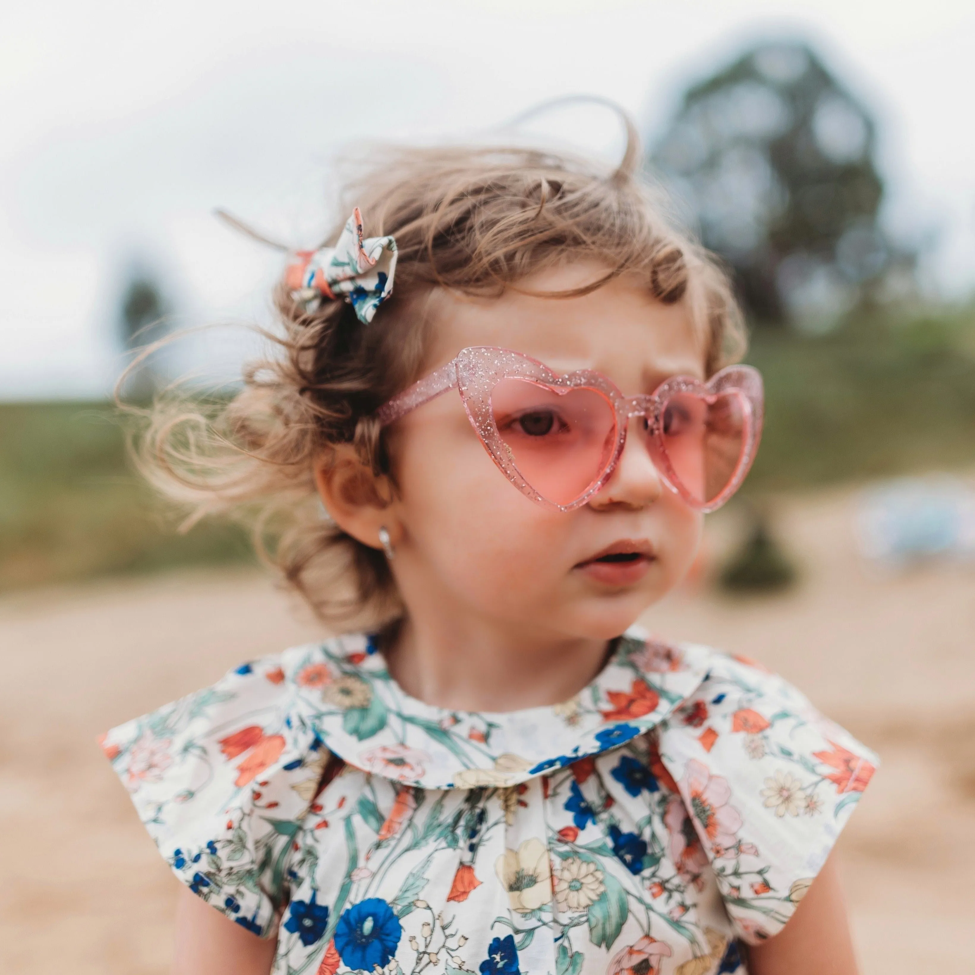 Pink Glitter Heart Sunglasses