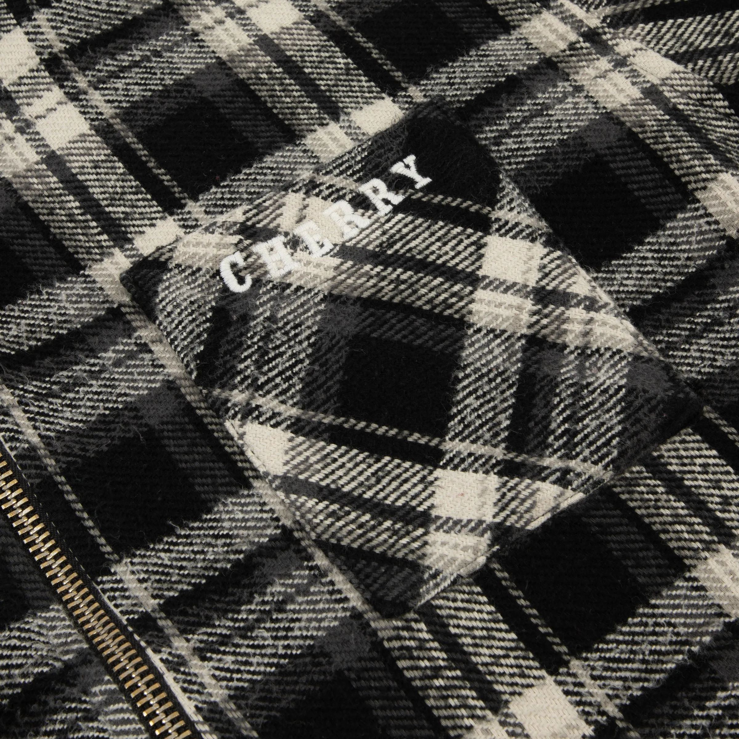 Plaid Zip Shirt Jacket (Black)