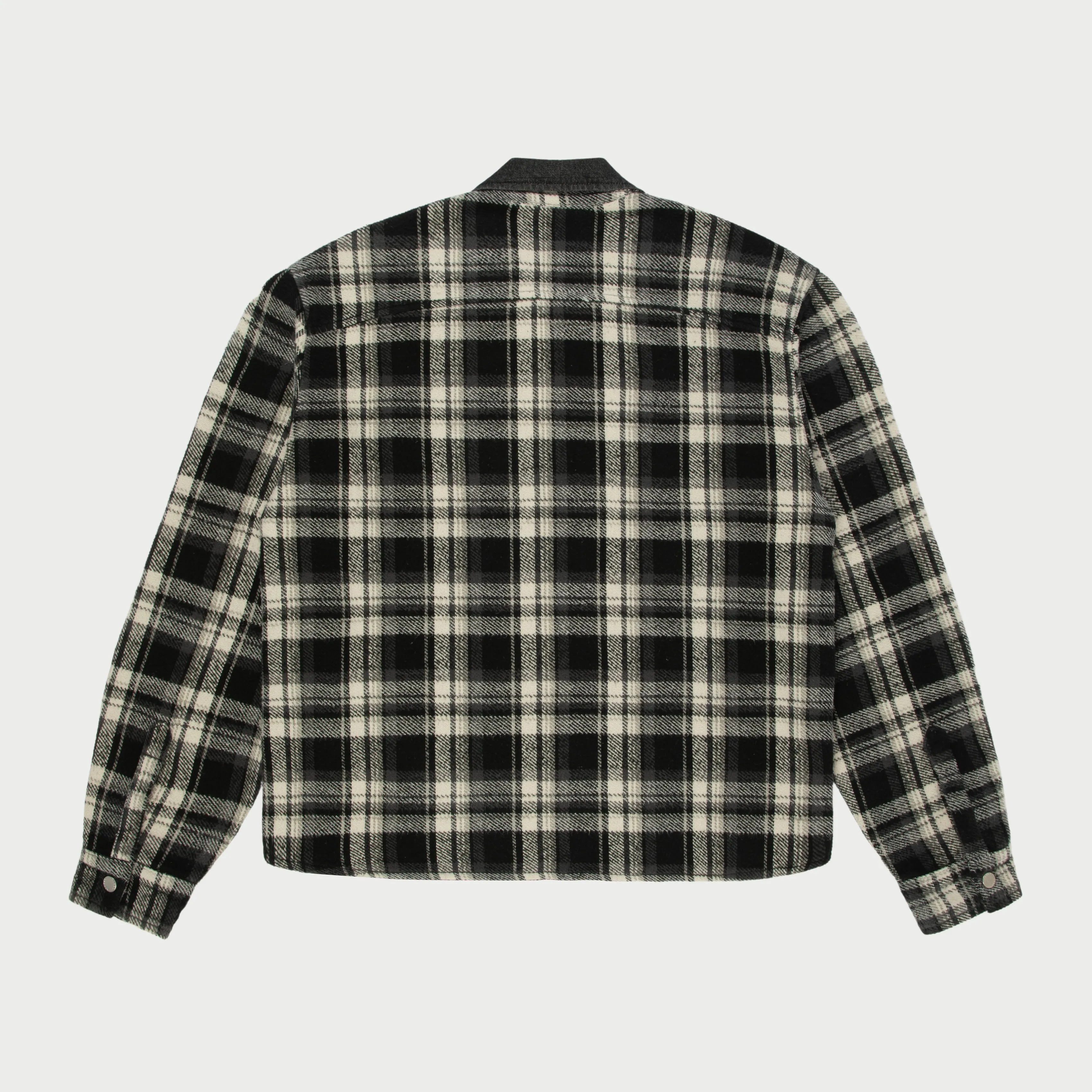 Plaid Zip Shirt Jacket (Black)