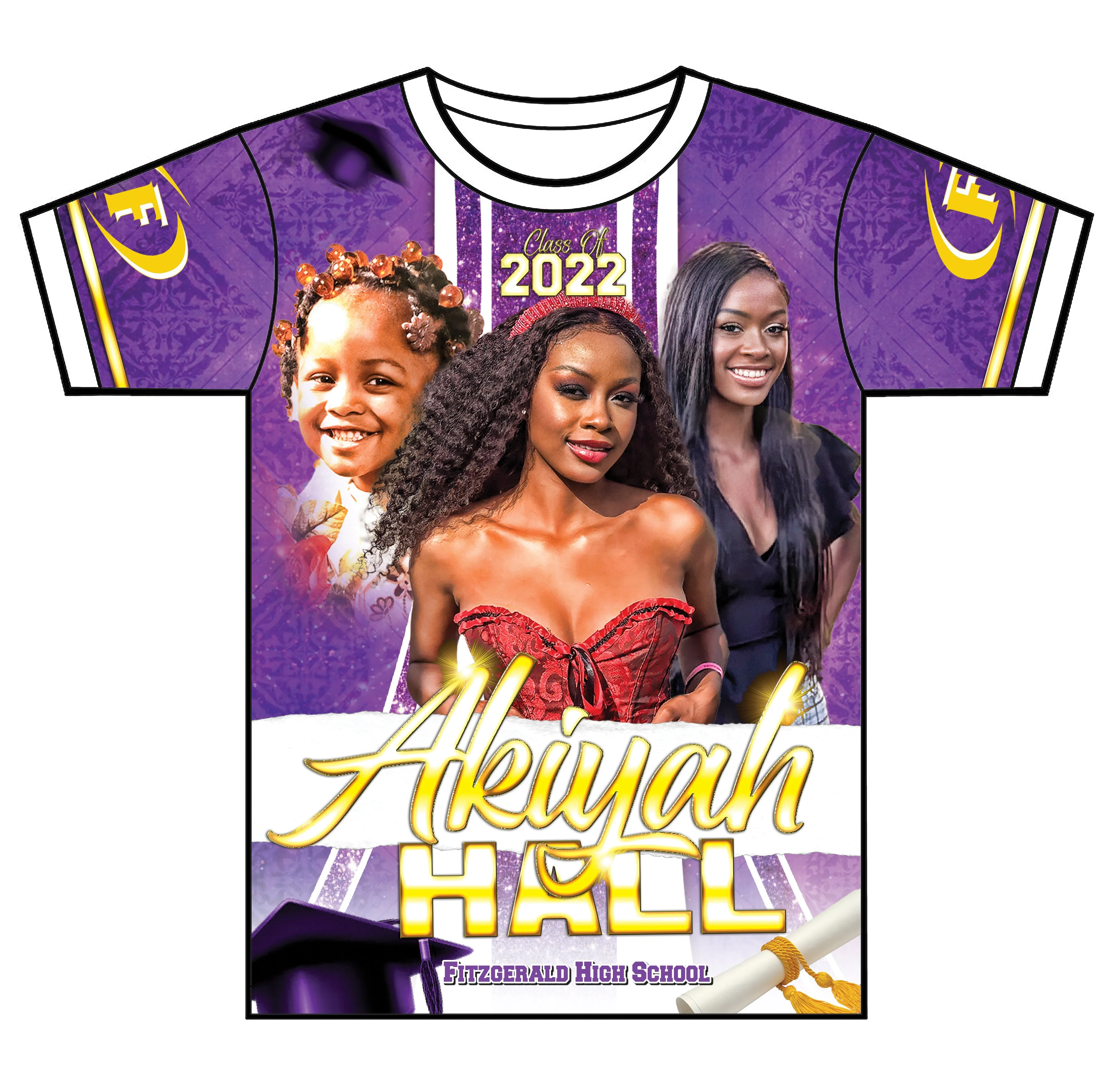 "Akiyah" Custom Designed Graduation 3D shirt