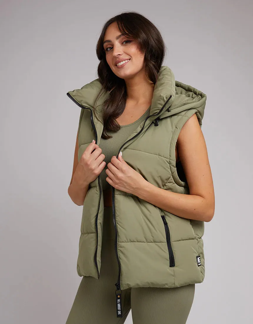 Remi Luxe Puffer Vest Khaki