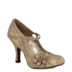 Ruby Shoo Gold Flower Corsage Mary Jane Heels