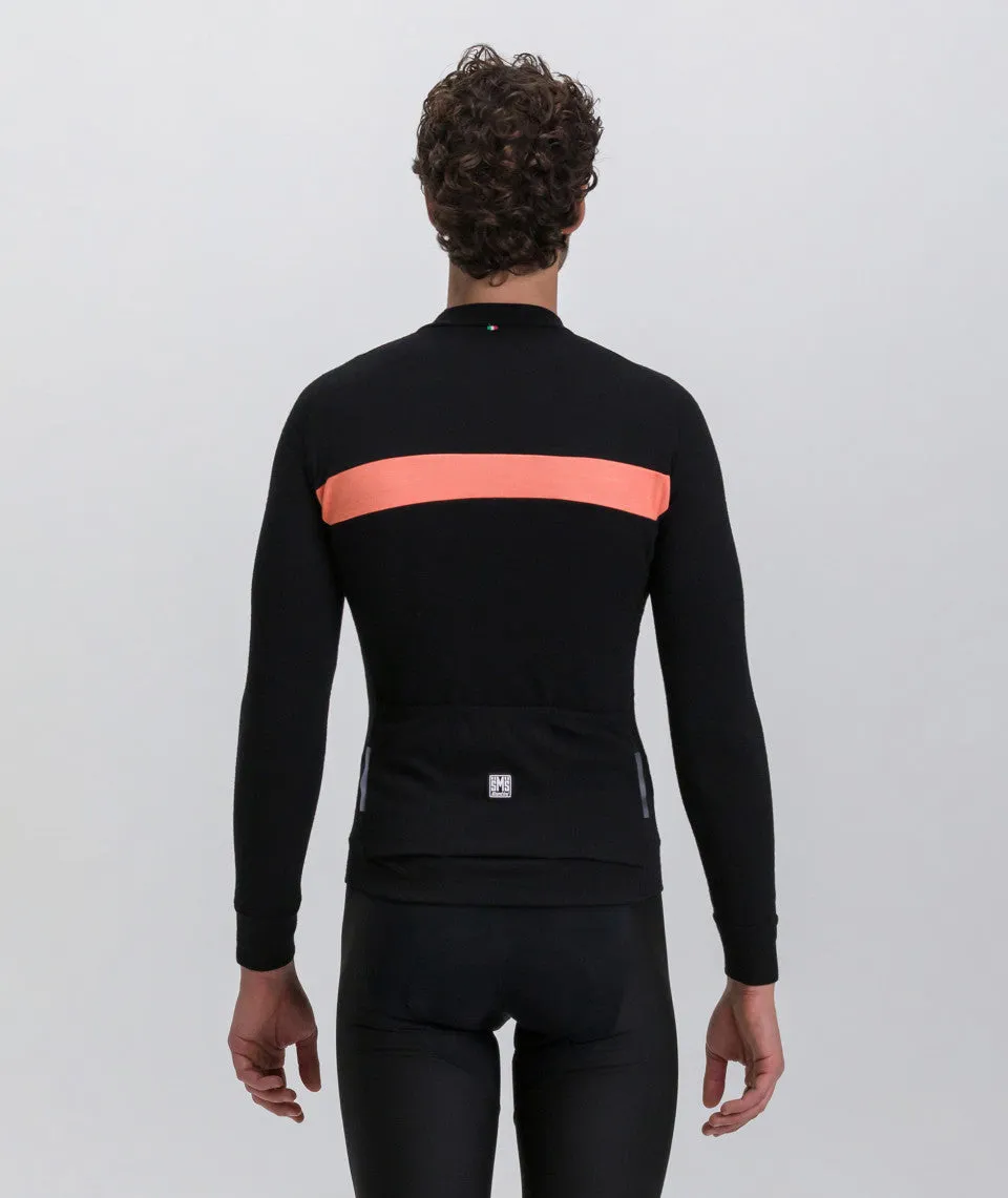 Santini Adapt Wool Long Sleeve Jersey - Black/Orange