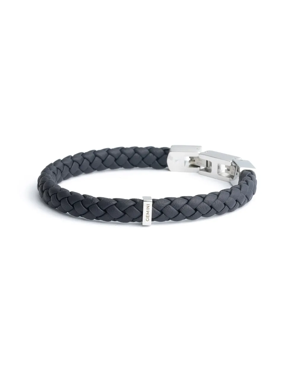 Single blue Italian nappa leather bracelet with silverplated finish