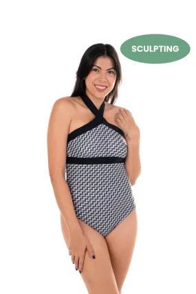 Tenerife High Neck Halter One Piece Swimsuit - Reversible