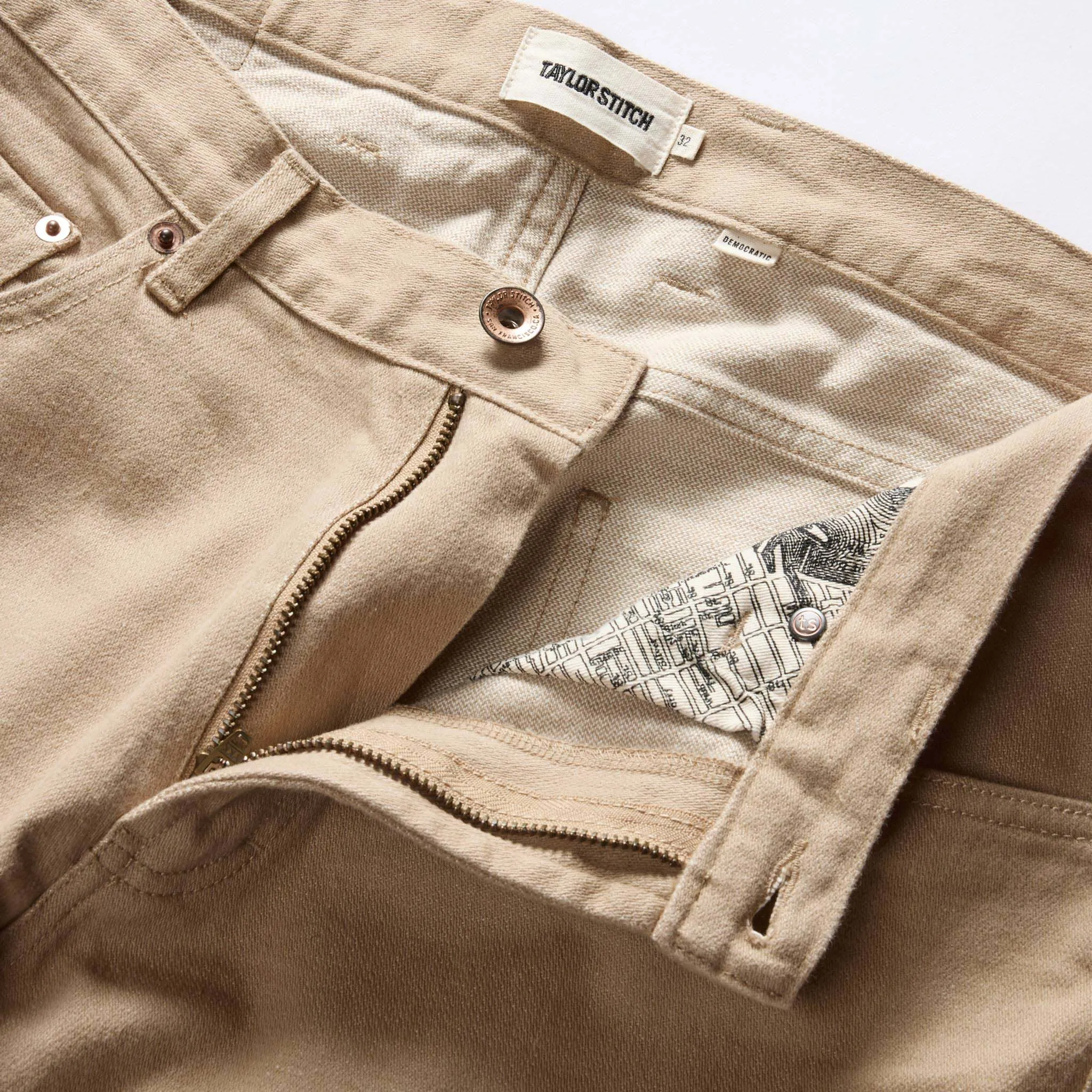 The Democratic All Day Pant in Light Khaki Broken Twill