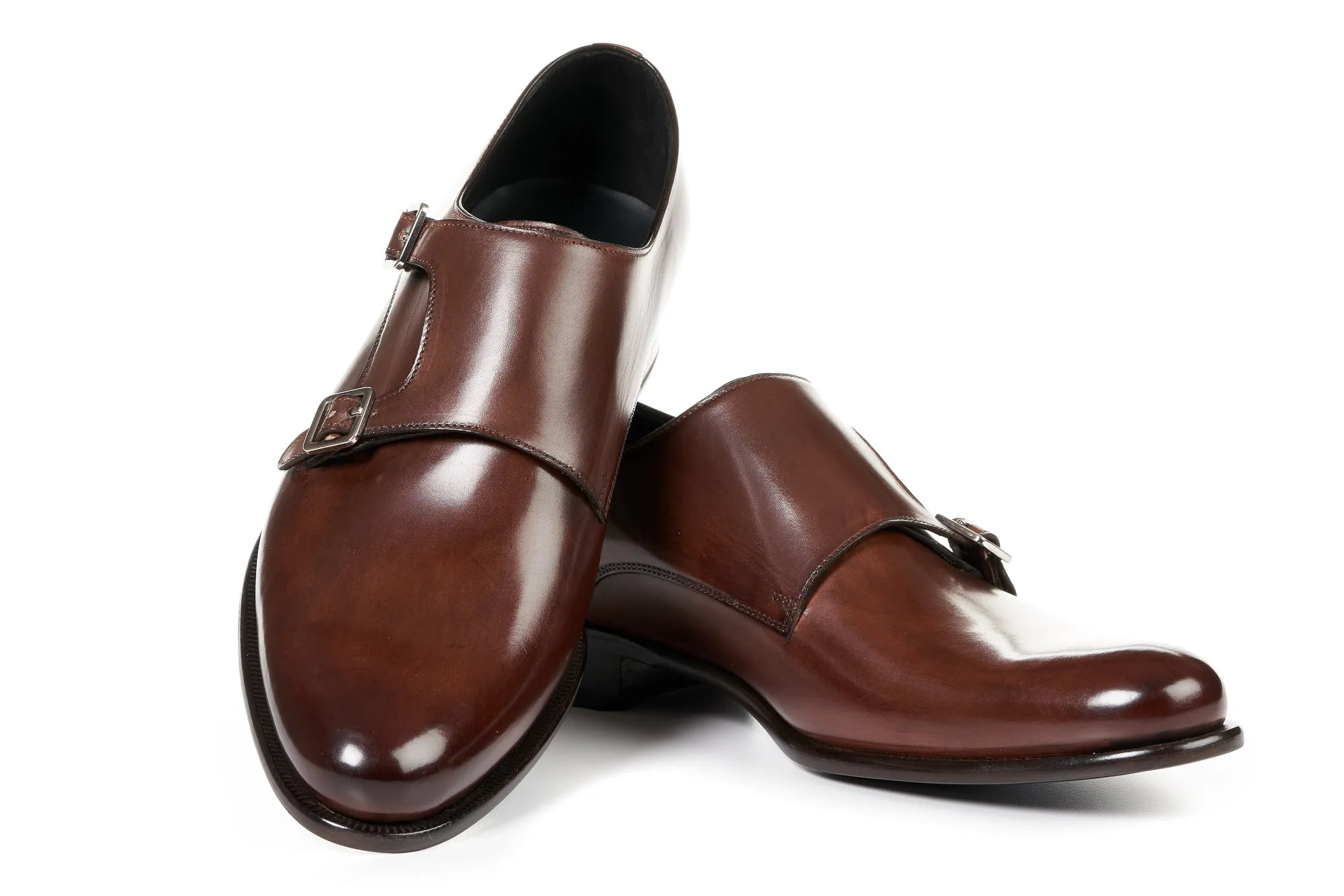 The Poitier Double Monk Strap - Marrone