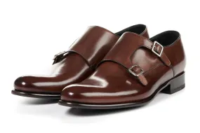 The Poitier Double Monk Strap - Marrone