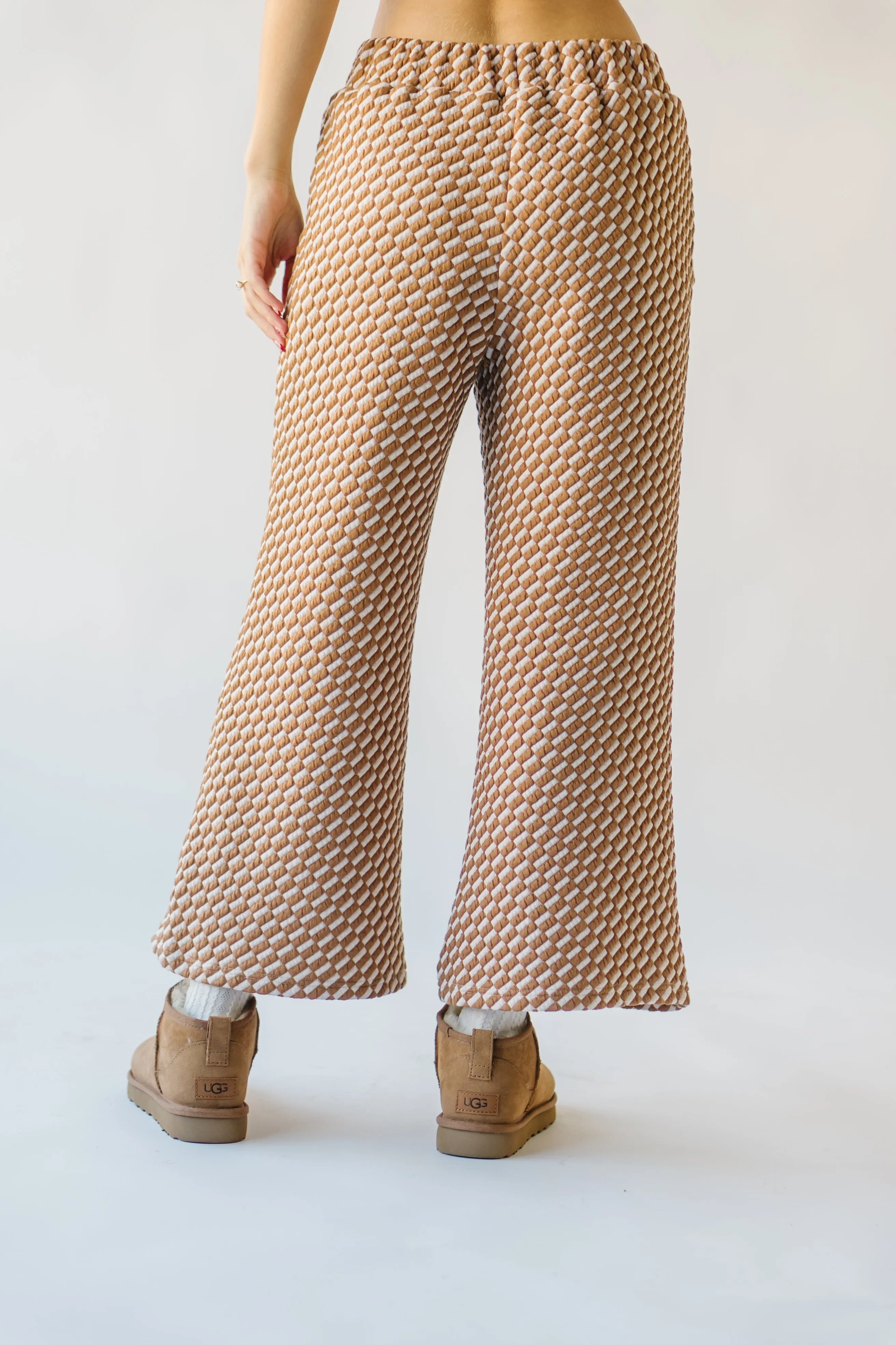 The Ronnie Checkered Wide Leg Pant in Tan