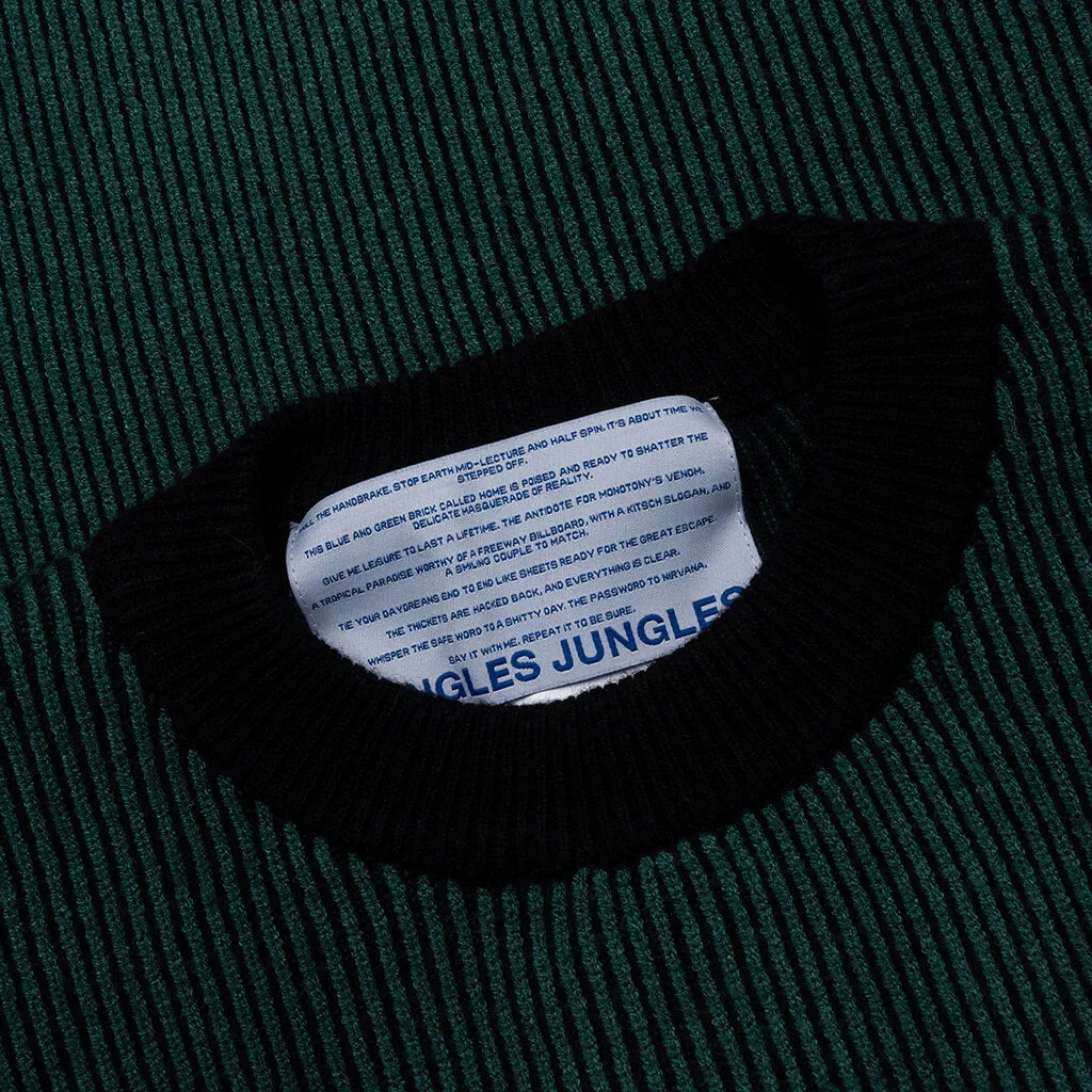 Two Tone Rib Knit - Green/Black